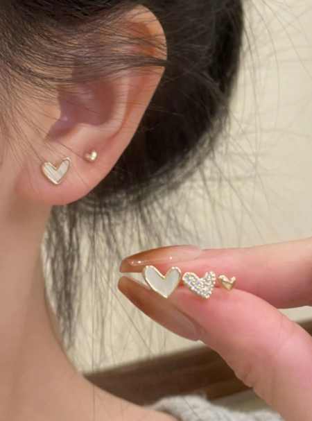 3 قطعة/مجموعة أقراط أذن بتصميم قلب أنيق وعصري